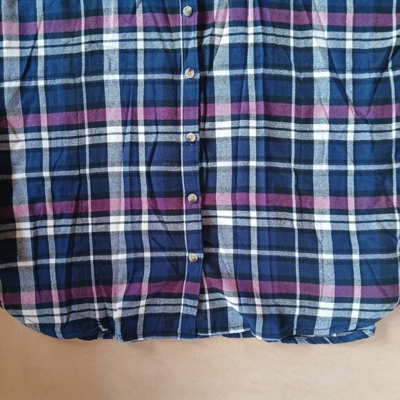 Jachs Girlfriend Blue Purple Plaid Soft Flannel Shirt Size XL Long Sleeve Hike - Picture 6 of 11